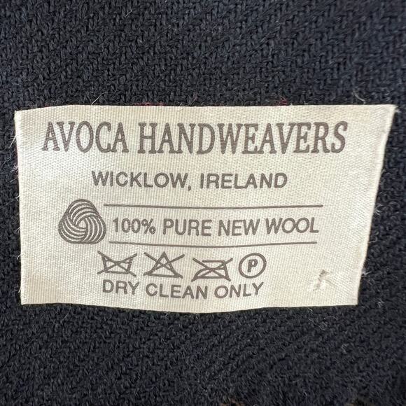 AVOCA Handweavers Black Brown Scarf Virgin Wool Plaid Fringe Edge Square Cut - Picture 6 of 7